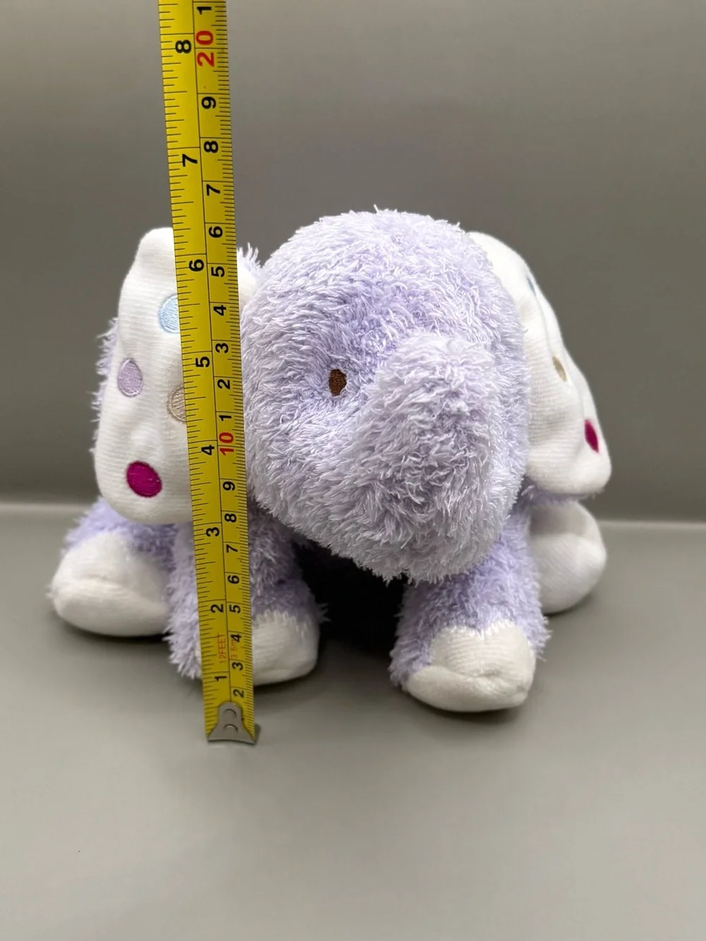Vintage Carters Baby Purple Elephant Plush Polka Dot Ears Stuffed Animal Lovey
